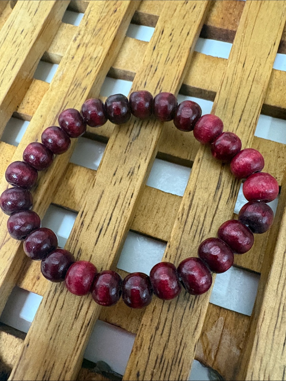 Handcrafted Red Beaded Stretch Bracelet - Women Jewelry